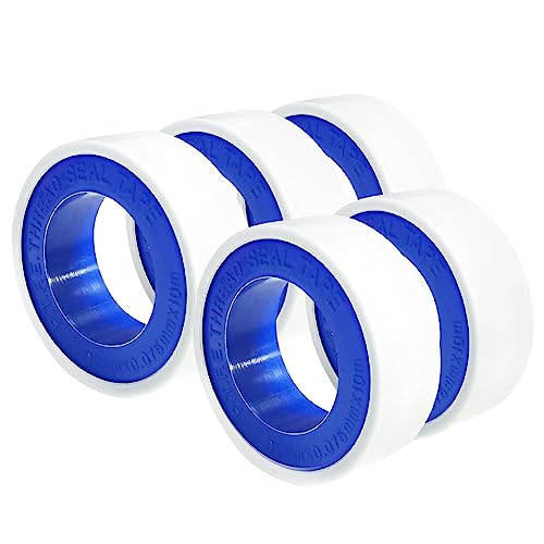 POCKET PANDA 5 Rolls Teflon Tape 1/2Inch, Plumbers Tape, Plumbing Tape, Sealant Tape, PTFE Tape, Sealing Tape for Shower Head Water Pipe, 1/2" x394" White, Misting Parts & Accessories