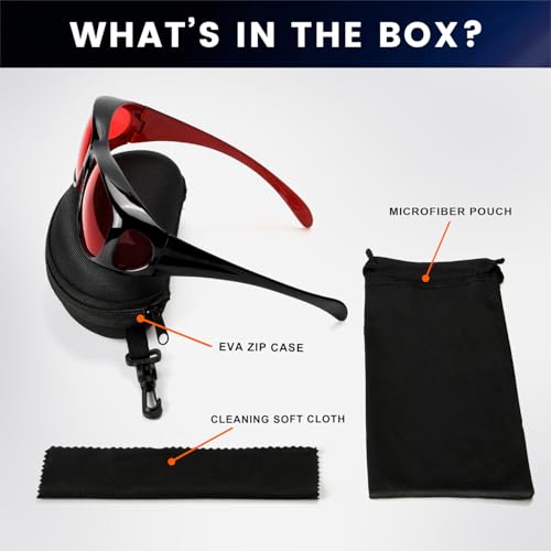 Eyekepper Red Lens Blue Light Glasses Men,Fitover Blue Light Blocking Glasses Women, Red Light Glasses Eye Protection - Black Red - color: Red Tinted-1806-black Red