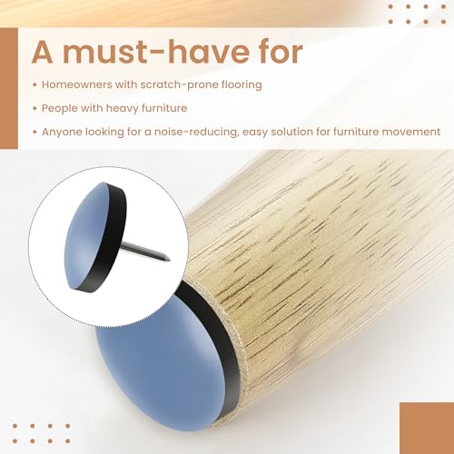 Gadgetime USA Nail On Furniture Glides for Chairs & Tables - 1 Inch, 16 Pack - Chair Leg Floor Protectors for Hardwood Floors & Carpets-Furniture Pads for Dining Chair & Cabinets