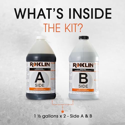Roklin Systems, Inc. - PolyFlex DS Concrete Crack Filler, Quick-Drying Asphalt Crack Sealer, Floor/Wall Repair Patch Kit Essential, 3 gallons (1 ½ gallons x 2 - Side A & B), Gray - color: Gray, size: 3 Gallon