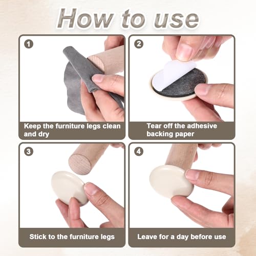 12PCS 2 Inches Self-Stick Furniture Glides, Furniture Sliders, Heavy Duty Moving Pads for Carpet and Hardwood Floors(Beige)