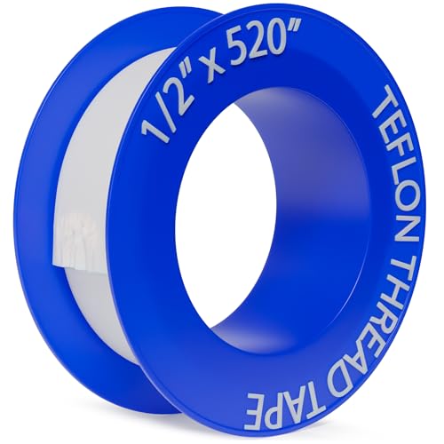 D-NYX 1, 4 or 5 Rolls 1/2 Inch(W) X 520 Inches(L) Teflon Plumbers Tape, Duct Sealant Tape for Shower Head, Plumbing Thread Tap, Water Pipe Sealing Plumbers PTFE Thread Seal (1 Pack) - size: 1 Pack