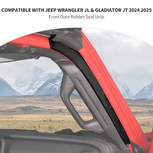 JeCar Front Door Seal Weatherstrip Compatible with Jeep Wrangler JL & Gladiator JT Accessories 2024 2025 2026, Waterproof Rubber Door Seal Strip Kit