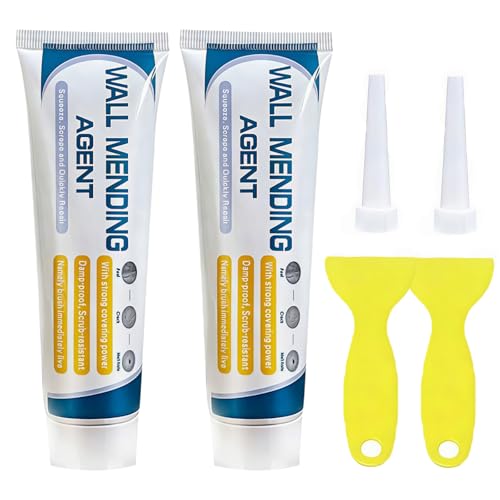 2 Pack Drywall Repair Kit with Scraper, Wall Mending Agent Paste for Holes Cracks Dents Small Damage, Quick Drying Easy Application Home DIY Wall Filler