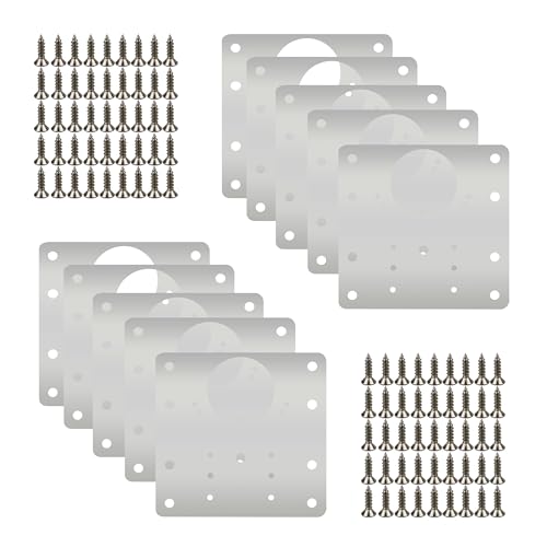 10 Pcs Cabinet Hinge Repair Plate for Shelves Cabinets Wood and Furniture,8 Hole Model Stainless Steel Cabinet Repair Board with Screws