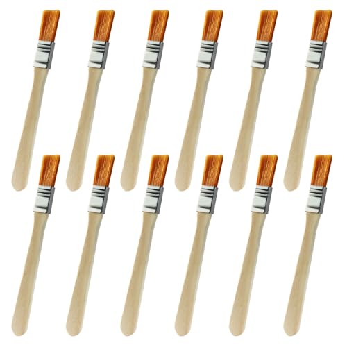 12 Pcs Soft Bristle Paint Brush, 5 Inch Wood Handle Trim Painting Tool Small Paint Brushes, Edge Painting Tool for Walls/Touch Up/Cabinets/Fences(White) - color: White