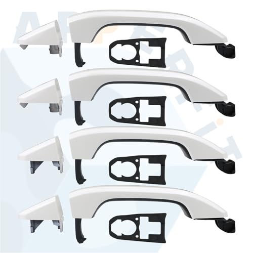 APPERFiT Exterior Door Handles w/Gaskets Set White Compatible with 2014-2020 Chevy Chevrolet Silverado Suburban Tahoe, GMC Sierra Yukon Door Parts 13534897 22923605 84711849 - color: White