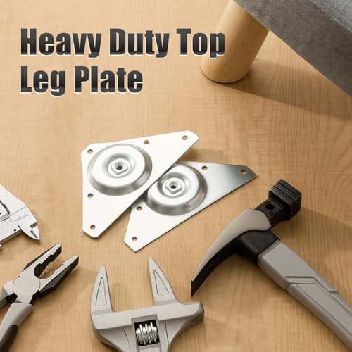 LEIFIDE 4 Pack Heavy Duty Table Leg Brackets, 5.5"x3.5" Galvanized Steel Mounting Plates for Workbench Desk Reinforcement, Rust-Resistant Furniture Hardware