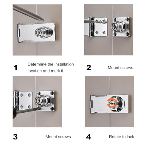 2Pcs Keyed Locks 4 Inch Twist Knob Locking Hasp Stainless Steel with Screws for Gates,Doors,Cabinets, Closets and More (Sliver) - style: 4INCH with LOCK