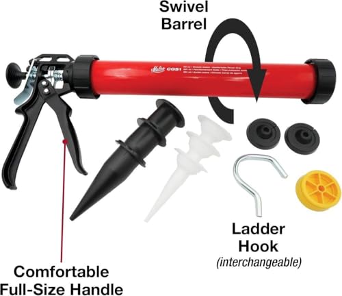 Malco 20 oz. Sausage Caulking Gun Tool Kit 12:1 Ratio Drive CGS1- Converts for Bulk Load, Sausage Pack and Cartridge Caulk Gun Material
