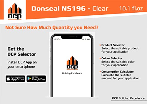 DCP Donseal NS196 Silicone Caulk Sealant 1 Pack – 100% Silicone Tube for Bathroom, Kitchen, Outdoor, Bathtub and Window Seal, 10.1 fl oz – Clear - style: 1-pack
