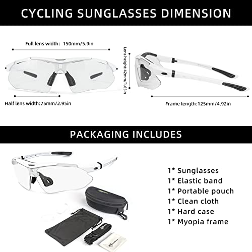 ROCKBROS Pickleball Glasses for Men & Women – Photochromic Sports Sunglasses, UV400 Protection & Interchangeable Strap