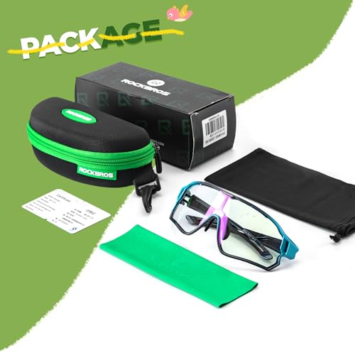ROCKBROS Photochromic Sports Kids Sunglasses For Boys Girls Children Youth MTB Biking Sunglasses for Kids Ages 8 to 14 - color: Biue