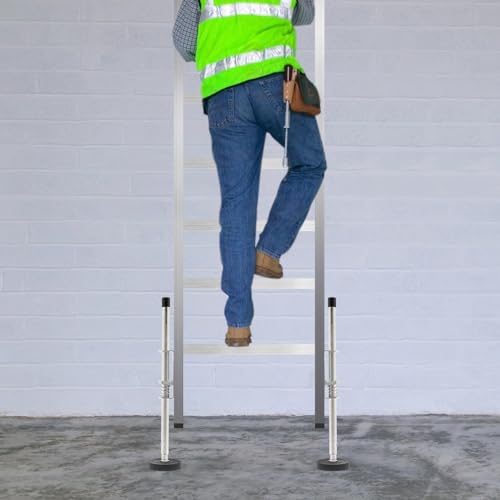 Adjustable Ladder Stabilizer, Ladder Leveler Pair with Engraved Anti-Slip Pattern, Adjustable Extension Leg Ground Leveler, Stair Stabilizer with Storage, Easy to Use for All Surfaces