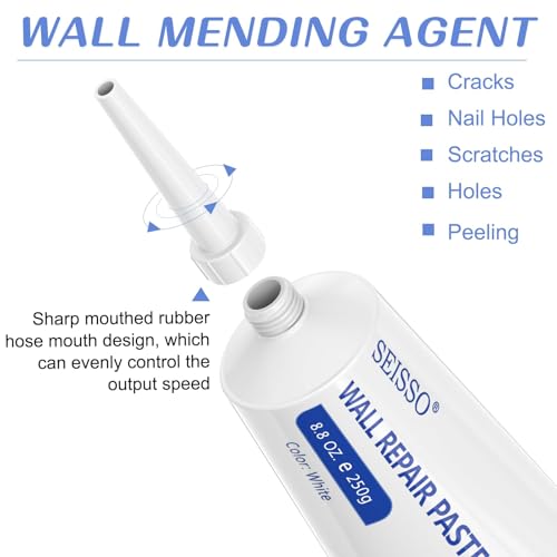 Wall Repair Paste Kit, 2x250g Wall Mending Agent with Wall Repair Patch*4 and Scraper, Spackle Drywall Repair Kit for Hole Filler, Effective Repair of Scratches, Holes, Cracks and Wall Graffiti - color: 2pcs paste with 4 patches