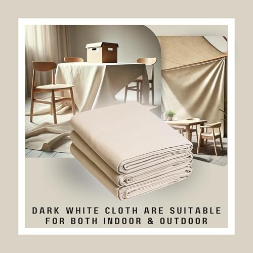 Dark White Premium Cotton 8 oz Canvas Drop Cloth | Leak Resistant, Washable | Ideal for Painting, Crafting, and Furniture Covers - Durable Multi-Purpose Use (9'x12' - Pack of 2) - size: 9'x12' - Pack of 2