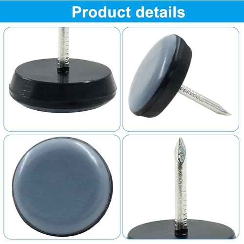 Bivethoi 3/4" Nail on Furniture Sliders (24 Pack) - Heavy Duty PTFE Chair Leg Slider Glide Wooden Furniture Movers - Easy & Safe Floor Protector, Grey - size: 3/4 inch, Round