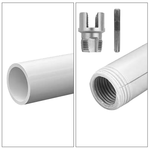 2pcs PVC Pipe Threading Threader Tool Kit, Integrated Internal & External Pipe Thread Cutting Tool with 1/2'' & 3/4'' Dies Set with 2 Roll Seal Raw Tapes for Electric Drill