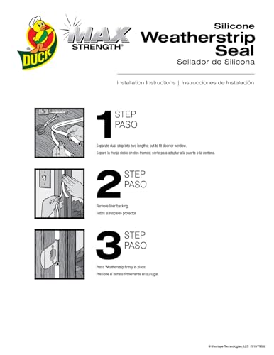 Duck Brand Max Strength Silicone Weatherstrip Seal for Doors and Windows, Self-Adhesive, Fits Medium Gaps from 1/8-1/4 Inches, .31 in. x .25 in. x 17 ft., White - size: (Pack of 1)