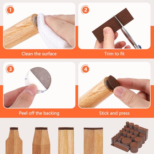 Felt Furniture Pads 300 Pieces, Furniture Pads for Hardwood Floors, Floor Protectors for Furniture Legs, Felt Pads for Furniture Brown - size: 300pcs Brown