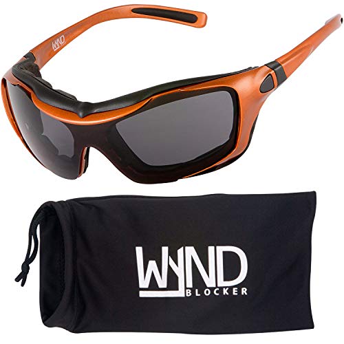 Large Motorcycle Riding Glasses Extreme Sports Wrap Sunglasses - color: Orange | Smoke