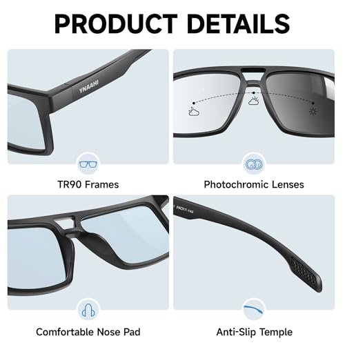Photochromic Sunglasses for Men Women, UV Transition and Proteciton. ANSI Z87.1 for Sports Running and Work safety