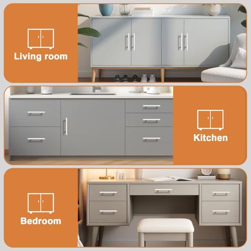 Probrico 5 Pack Hole Centers (76mm) 3inch White Kitchen Cabinet Handles Stainless Steel White Cabinet Pulls Euro Style Pull Handle for Cabinets and Drawers Total Length 5inch - color: White, size: Hole Centers: 3"