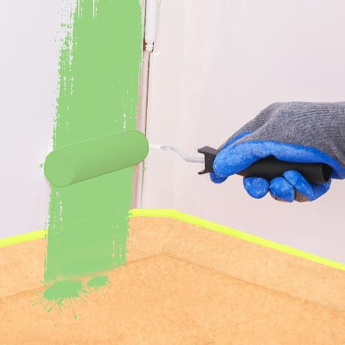 HARFINGTON Pre-Taped Masking Paper, 24" x 49 ft Paint Adhesive Protective Paper Painter Tape and Drape for Masking Auto Body Covering Wall Skirting Frames, Yellow - color: Yellow, size: 24 IN x 49 FT
