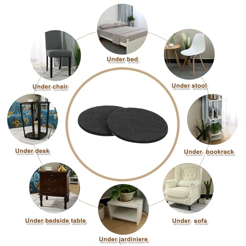 uxcell Round Felt Furniture Pads, 8Pcs 2" Dia x 0.12" Thick Adhesive Backed Felt Non-Slip Anti-Scratch Felt Pads Chair Leg Protectors for Protecting Hardwood Floor, Black - size: 2" x 0.12"