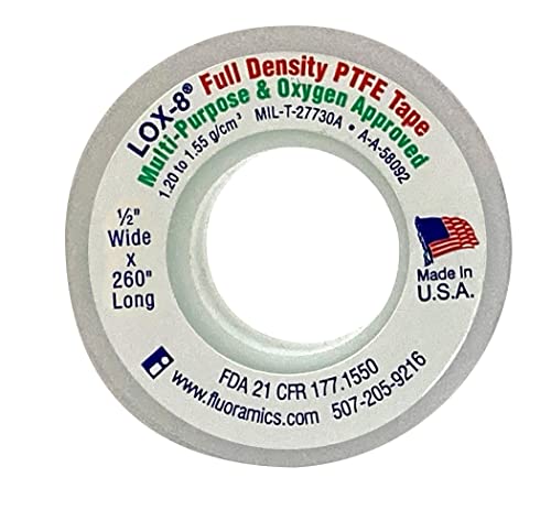Fluoramics' LOX-8 Full Density Thread Seal Tape 1/2" Wide x 260" Length… - size: 1/2" Wide x 260" Length