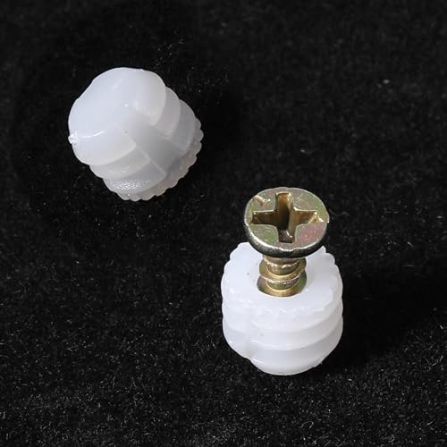 25 Pcs Plastic Dowel Inserts and Mounting Screws for Hinges Plastic Dowels Pre-Inserted Nuts Furniture Fittings for Cabinet Door Connections