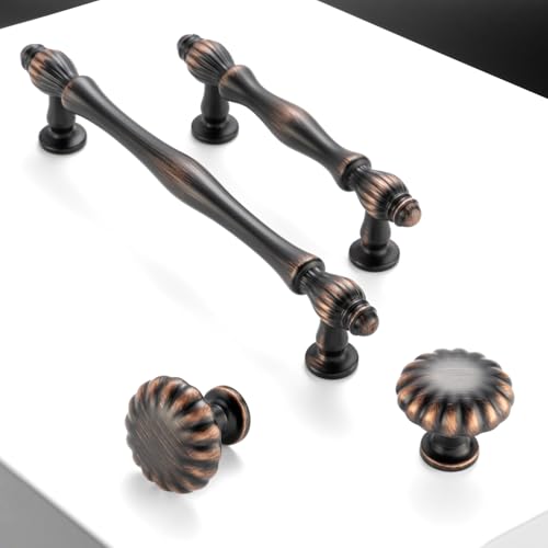 10 Pack 6-1/4 Inch Oil Rubbed Bronze Cabinet Pulls Brushed Bronze Cabinet Handles Bronze Hardware for Kitchen Cabinets 2510 Drawer Dresser Cupboard Bedroom Bathroom - color: Oil Rubbed Bronze, size: 6-1/4 In Hole Distance