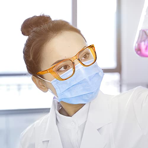 DILANCO Clear Safety Glasses Goggles With Side Shields for Women Men,Fog & Scratch-Resistant Complete UV Protection Eyewear - color: Orange