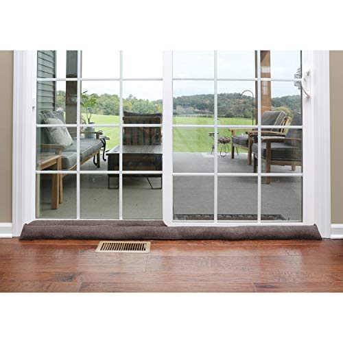 HOME DISTRICT Sliding Door Draft Stopper - Glass Door Draft Blocker, Patio Under Door Draft Stopper, Door Air Blocker Draft Dodger - Approx. 71" Long - Brown Tweed