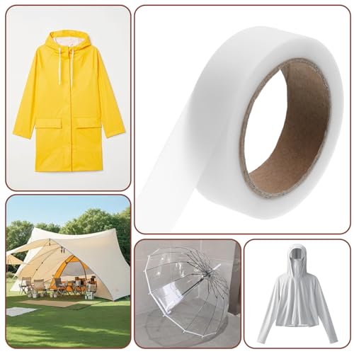 1 Roll 65' Iron on Hot Melt Seam Sealing Tape, Waterproof Fabric Repair Adhesive Fusible Tape for Outdoor Gear Raincoat Tent Awning Sportswear