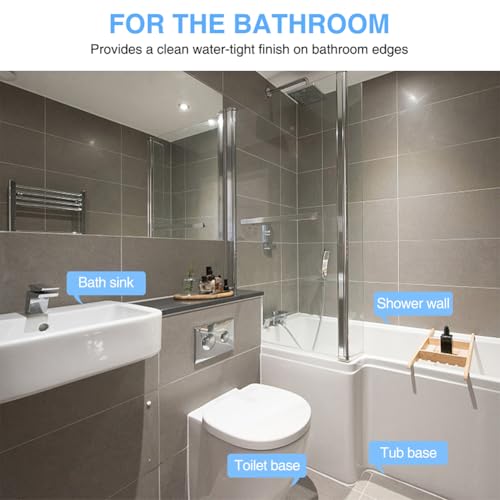 2 Rolls Caulk Tape Self Adhesive, Clear Waterproof Caulking Sealing Tape Peel and Stick for Bathroom Toilet Sink Kitchen Countertop Cabinet Baseboard Trim Wall Floor Tile Grout Glue, Transparent - style: Clear
