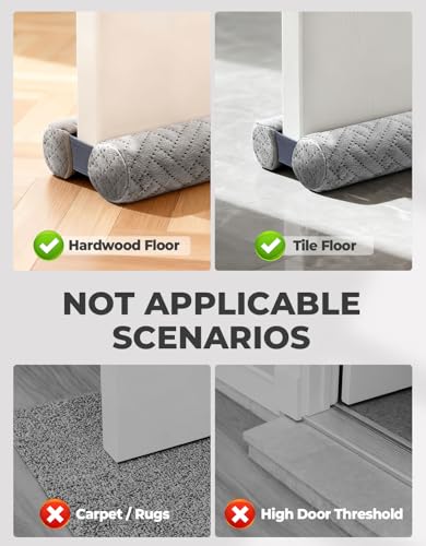 Premium Velvet Under Door Draft Stopper Noise Blocker – Blocks Drafts, Dust, Noise & Light, 32-36 Inch Adjustable Door Sweep Gap Filler Bottom Door with Secure Hook & Loop Tabs - size: 0.25-1.5 inch