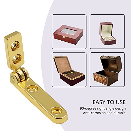 10 Pcs 90 Degree Hinges Wooden Box Gift Wine Jewellery Box Chest Case Hinge Cabinet Hardware with Screws (Gold) - color: Gold