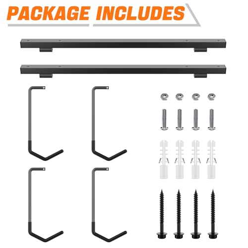 TORACK Overhead Bike Rack for Garage, Ceiling-Mounted Bicycle Storage Hooks for 2 Bikes (Horizontal) or 4 Bikes (Vertical), Adjustable Bicycle Hooks for Mountain, Road Bike - style: for 2 bikes