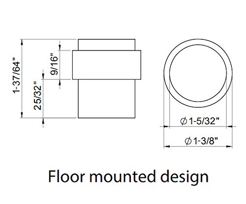 INOX Satin Stainless Steel Door Stoppers - Elegant Simple Style Door Stop with Durable Satin Finish, Heavy-Duty Floor Mounted Hardware, Scratch Protection, 1.58" Tall x 1.38" DSIX04-32D - color: Satin Stainless Steel