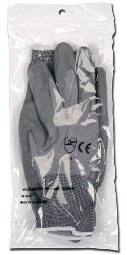 MCR Safety 9666L Nylon Knitted Shell Memphis Gloves with Gray PU Dipped Palm and Fingers, Gray, Large, 1-Pair - size: Large