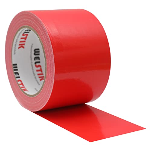 WELSTIK Duct Tape Heavy Duty Waterproof, for Photographers,Repairs, DIY, Crafts, No Residue, Tear by Hand, 3" x 30 yd, Red - color: Red