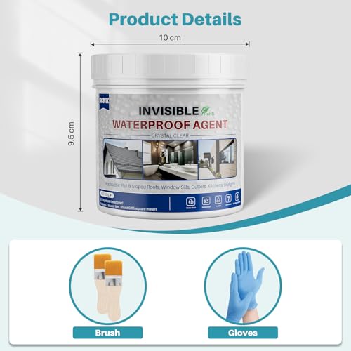 18oz Clear Waterproof Sealant Coating, Polyurethane Leak Repair Agent for Roofs, Bathrooms, Kitchens, Patios, Walls, Indoor and Outdoor Applications - size: 450g