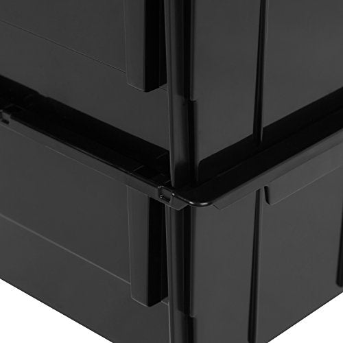 IRIS USA Extra Large Stackable Storage Bins, 6-Pack, 13"L x 10"W x 8"H, |Made in USA|, Plastic Open Front Shelf Bin for Organizing Parts, Hardware, Tools, Supplies, Garage Shelf, Pantry - Black - size: X Large - 6 Pack