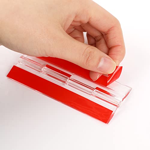 2 Pcs Acrylic Small Plastic Hinges - Continuous Transparent Self-Adhesive Folding Hinge Tools for Cabinet Drawer Furniture Aquarium DIY Crafts Display Stand 100x42 mm - size: 100 x 42 mm