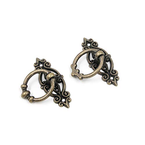 Geesatis 6 Pack Antique Bronze Vintage Cabinet Pulls - 2.5" Ring Drawer Handles - Classic Dresser Knobs with Screws - Heavy Duty Hardware for Furniture Restoration (2.5" x 1.7") - style: Traditional