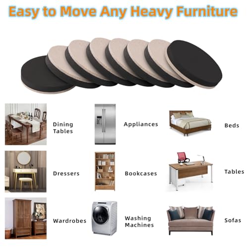 Felt Furniture Sliders for Hardwood Floors - Furnigear 16 PCS 5" Furniture Moving Pads Sliders – Heavy Duty Felt Sliders Chair Leg Floor Protectors - Move Your Furniture Easily & Safety - size: 5 inch - 16 PCS Beige
