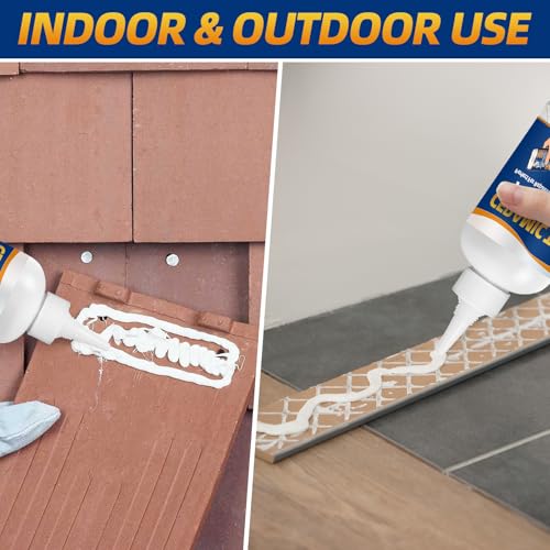 Heavy Duty Construction Adhesive, 10.5 oz Waterproof Tile Adhesive, Versatile Cement Glue for Tile, Concrete, Stone, Wood, Floor, Wall and Granite, Strong Bond, Indoor & Outdoor Use,Construction Glue