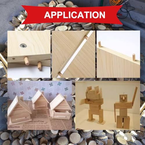 smseace Wooden Dowel Pins with Tapered End with Bevel Angle Groove Wood Pegs - 9 Sizes 6/25inch 5/16inch 3/8inch(6mm, 8mm, 10mm) Used for Crafts, Furniture, Door, DIY - size: 200Pcs Twill Wood Pin - 9 Sizes