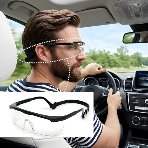 12 Pack Safety Glasses for Men & Women, Full Coverage Clear Lenses with Built-in Brow Guard, ANSI Z87.1 & CE Certified, Anti-Fog, Anti-Scratch, 100% UV Protection